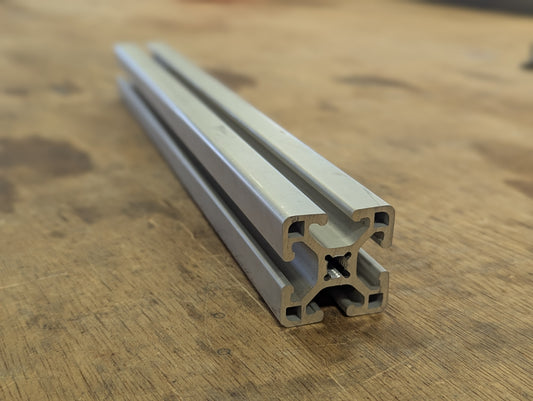 Extruded Aluminum 1.5" x 1.5" T-Slotted Profile - Open 4 Sides - Smooth - Cut to Length